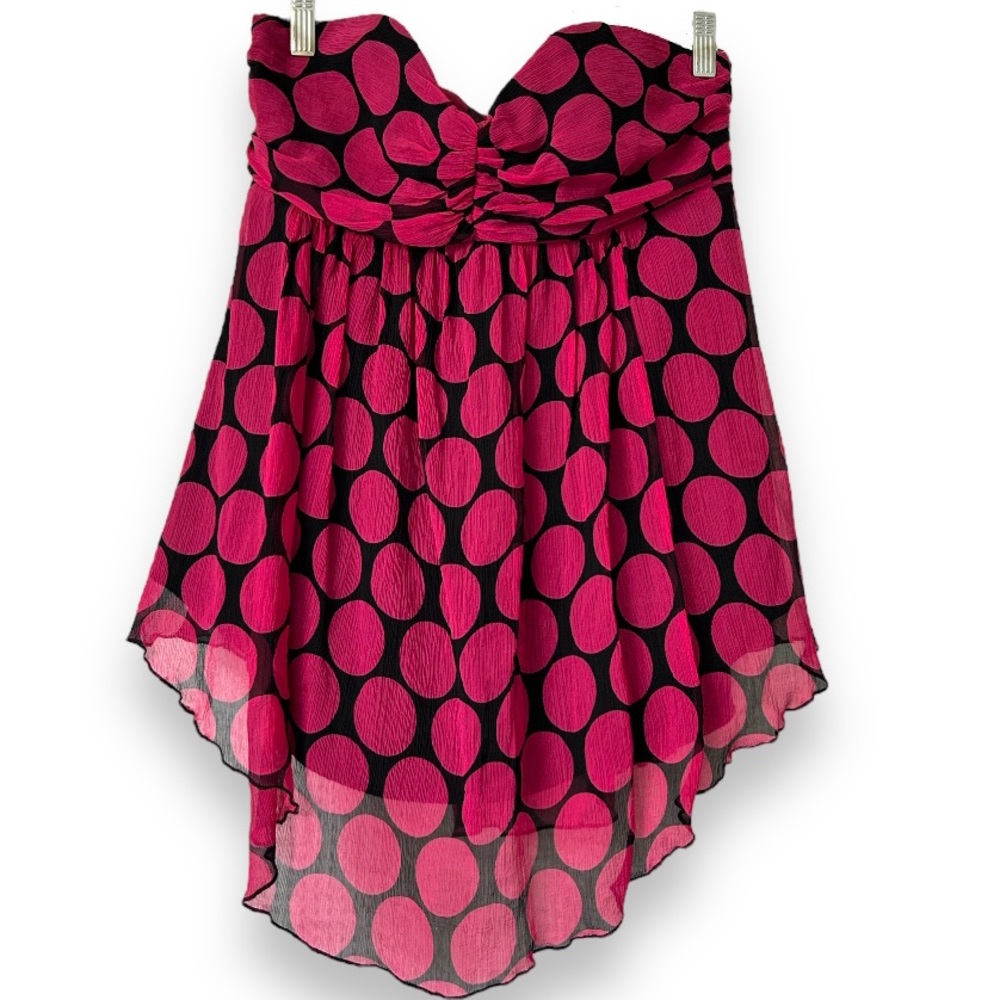 SOLD Express strapless pink polka dot top, 8